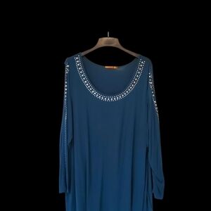 🍀Belldini Blue Embellished Women's Top Size 3X